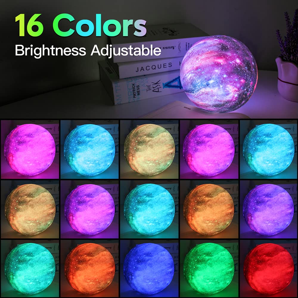 BRIGHTWORLD Moon Lamp Galaxy Lamp 5.9 inch 16 Colors LED 3D Moon Light, Remote & Touch Control Moon Night Light Gifts for Girls Boys Kids Women Birthday